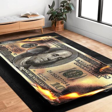 The Burning $100 Bill Area Rug